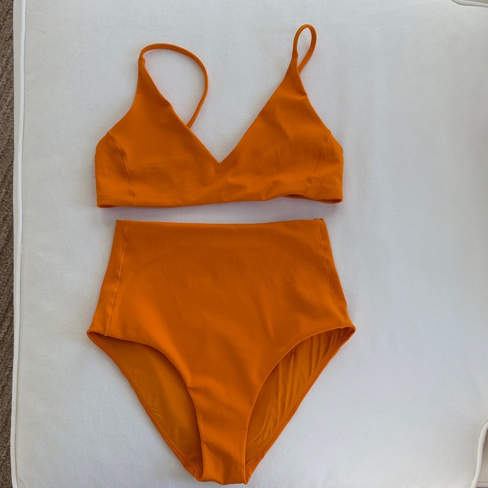 Left on Friday Swimwear - Sunday Top and Hi Tide Bottom - Marigold Orange